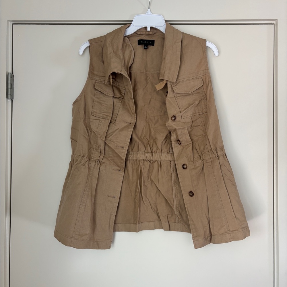 Talbots Tan Peplum Utility Vest